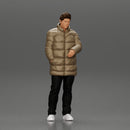 Man in long puffer jacket standing with his hand in his pocket lost in thought - Only-Games