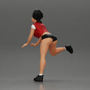 attractive girl on the motorbike in shorts and a mini jacket with curly hair - Only-Games