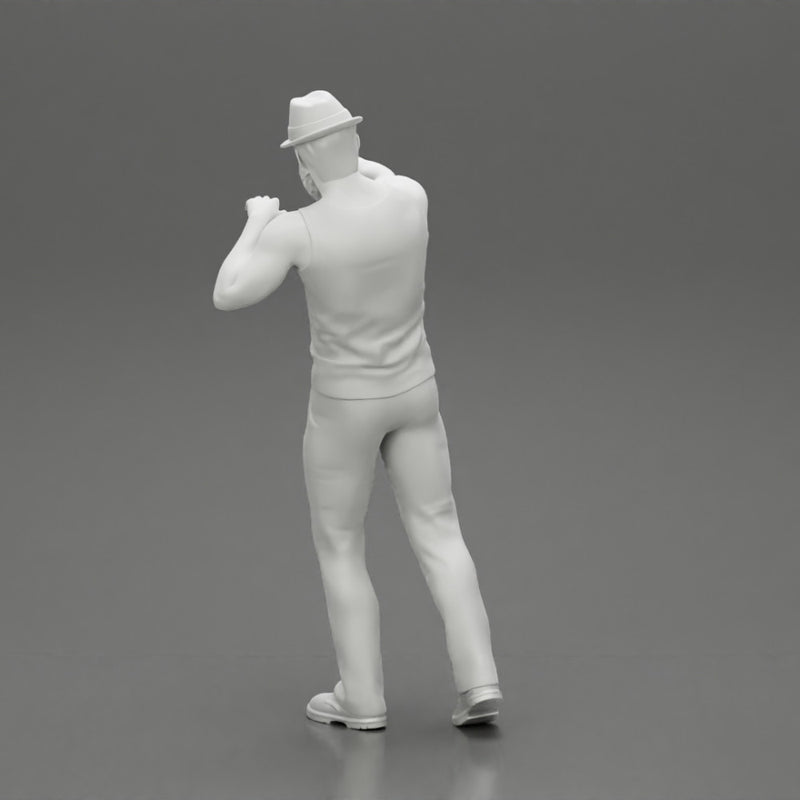 Travel man wearing a hat and a beard pointing the right way - Only-Games