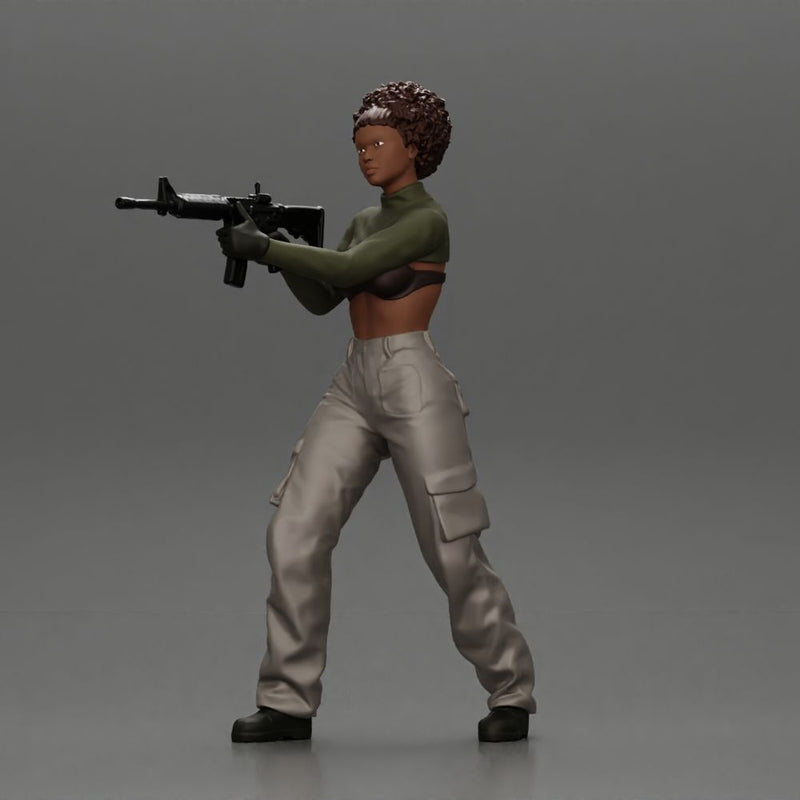 Armed black girl going to shoot a gun in bra - Only-Games