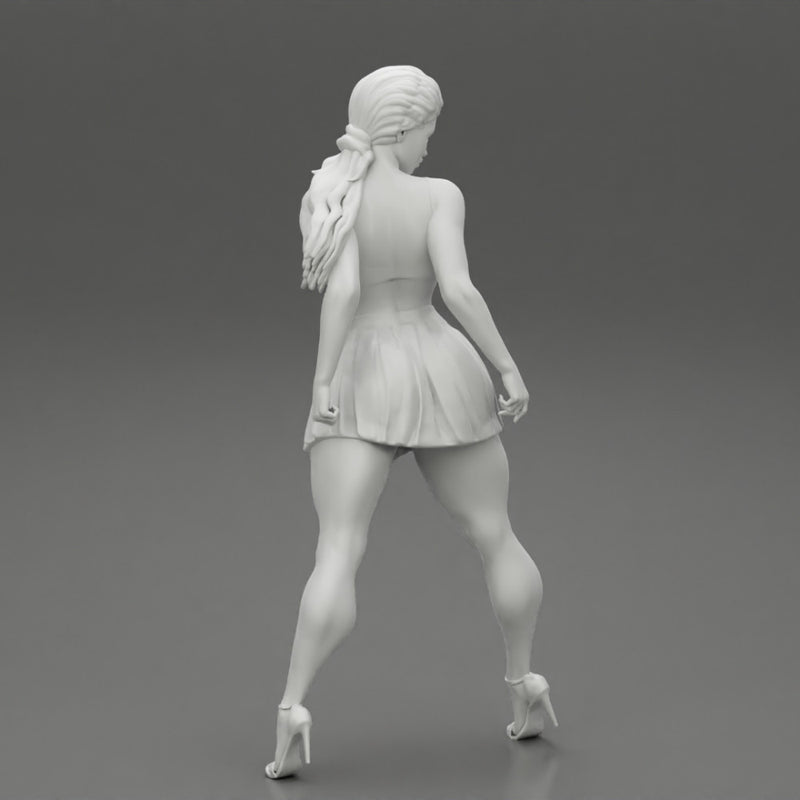Sexy Woman with Beautiful Body Wearing Mini Skirt and Bra - Only-Games