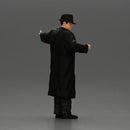 mafia man in gangster costume stands confidently while gesturing with his hands as if presenting something - Only-Games