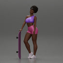 Black girl With Curly Hair Standing With Skateboard 2 - Only-Games