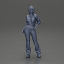 attractive girl with short hair posing in a mini open jacket and pants - Only-Games