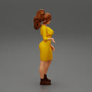 woman explaining pose wearing dress and boot - Only-Games