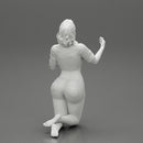 Sexy girl in mini shirt and jean shorts sitting on her knees - Only-Games