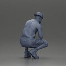 gangster man in shorts and a cap sitting and thinking - Only-Games