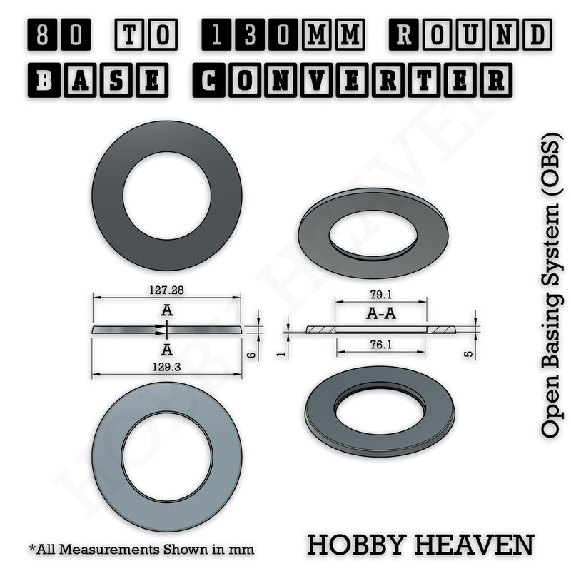 Round Bases Size Converters Round to Round 3d Print Full Range - Only-Games