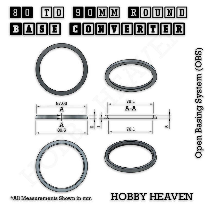 Round Bases Size Converters Round to Round 3d Print Full Range - Only-Games