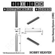Rectangle Bases Range Sizes - 75x30mm to 125x40mm Medium Sizes 3d Print Full Range Tabletop Games - Only-Games