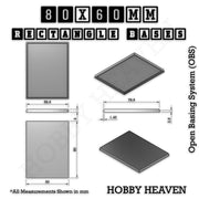 Rectangle Bases Range Sizes - 75x30mm to 125x40mm Medium Sizes 3d Print Full Range Tabletop Games - Only-Games