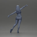 Dynamic woman striking a joyful pose in sporty red outfit - Only-Games