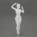 Naked girl posing and riding on the surfboard at the beach - Only-Games