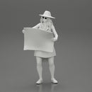 travel woman in hat and dress with sun glasses holding a map and looking to the map - Only-Games