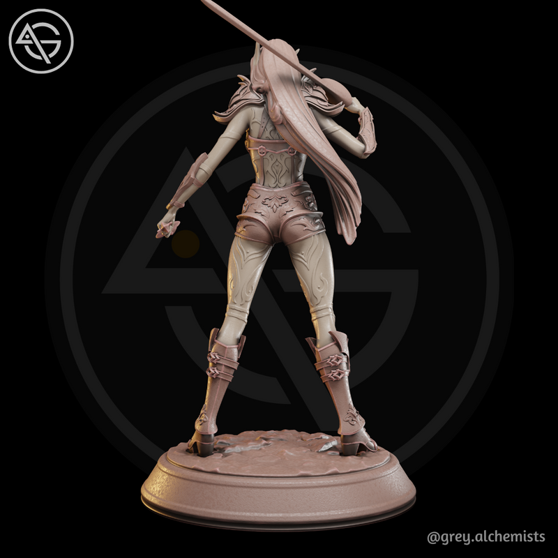 Rina the Drow Demon Hunter, Standing Pose - Fantasy Resin Miniature in 32mm - DnD