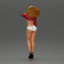 woman in heels, a string bikini, and a sultry mini shirt with sleeves - Only-Games