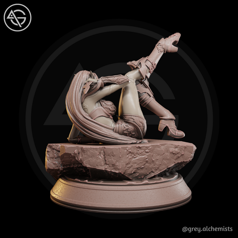 Rina the Drow Demon Hunter, Chilling Pose - Fantasy Resin Miniature in 75mm - DnD