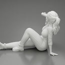 Tired woman mechanic in sexy shirt pants sitting and drinking water during from bottle - Only-Games