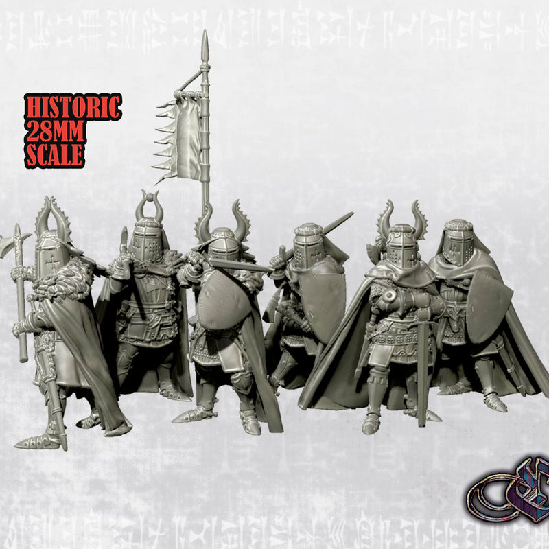 "Late Crusader Knights on Foot with Great Helms - Teutonic Version" - 28mm - Only-Games