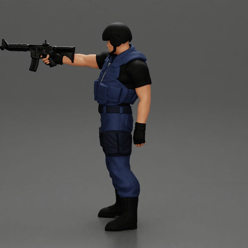 Military precision A man with tactical mastery holding a gun with one hand aimed at the enemy