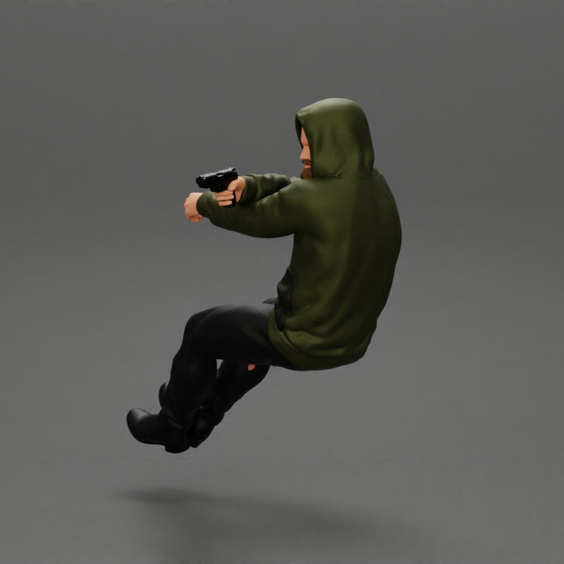 gangster in hoodie driving a car and holding gun - Only-Games