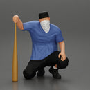 gangster homie in mask sitting holding a baseball bat - Only-Games