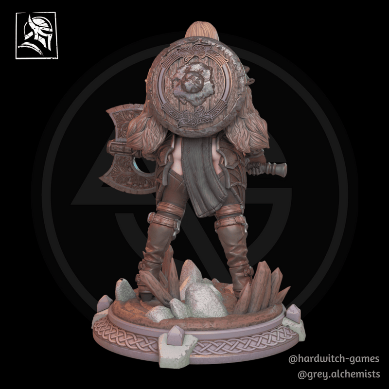 Feira Thurd the Human Barbaric Warrior with Shield - Fantasy Resin Miniature in 75mm - DnD