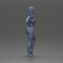 Elegant pose in blue swimsuit showcasing confidence and grace - Only-Games