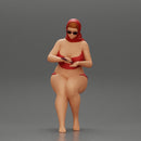 sexy fat woman in bikini summer scarf in the beach putting sunscreen - Only-Games