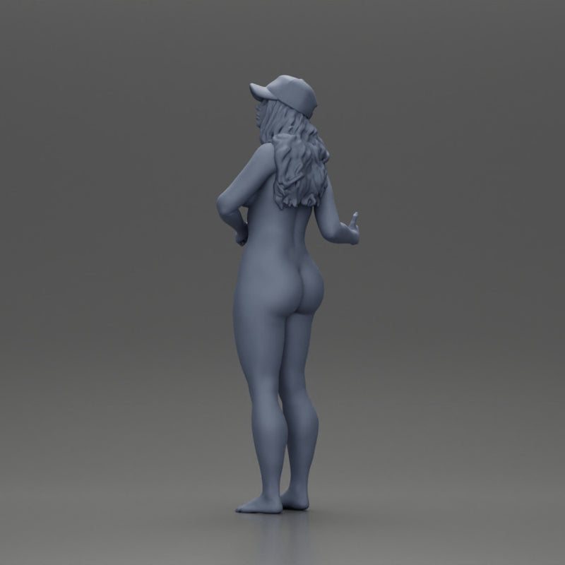 Naked girl standing in cap