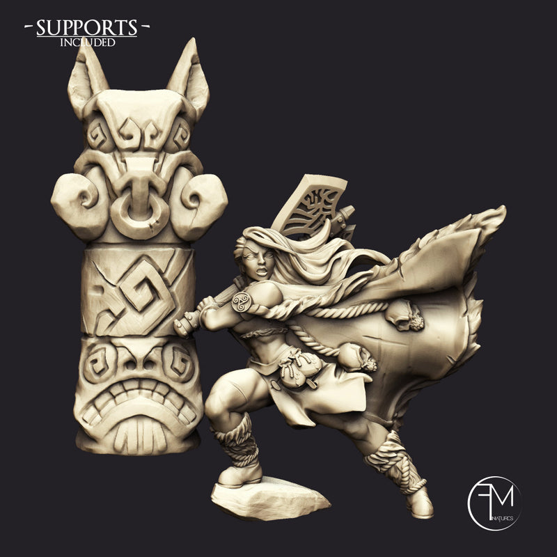 Franziska the Battlemaster & Boar Totem (AMAZONS! Kickstarter) - Only-Games
