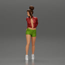 Sexy girl in shorts and an open mini shirt putting her hands in her back pocket - Only-Games