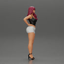 Asian girl posing in shorts next to a car - Only-Games