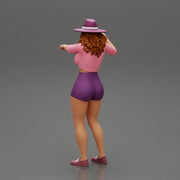 Travel woman in hat and short pointing her next destination using world map - Only-Games