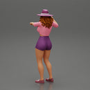 Travel woman in hat and short pointing her next destination using world map - Only-Games