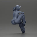 lowrider girl in cap While Resting One Arm on Her Knee Seated - Only-Games