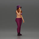 beautiful girl in pants and a hat thinking - Only-Games