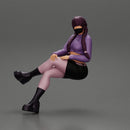 Sexy girl sitting with crossed legs  n boots and mini skirt  with long pigtails - Only-Games