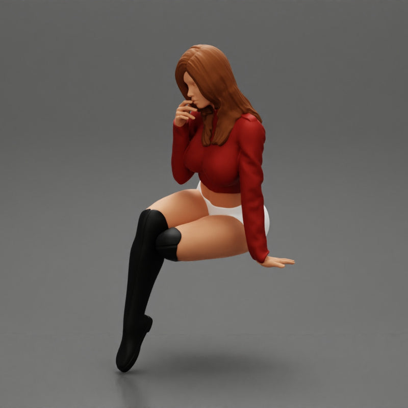 Sexy Girl In Short And Boots Sitting On a chair - Only-Games