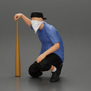 gangster homie in mask sitting holding a baseball bat - Only-Games