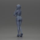 sexy girl in mini shirt and shorts standing and contemplating - Only-Games