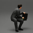 businessman sitting and holding briefcase of money - Only-Games