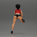 attractive girl on the motorbike in shorts and a mini jacket with curly hair - Only-Games