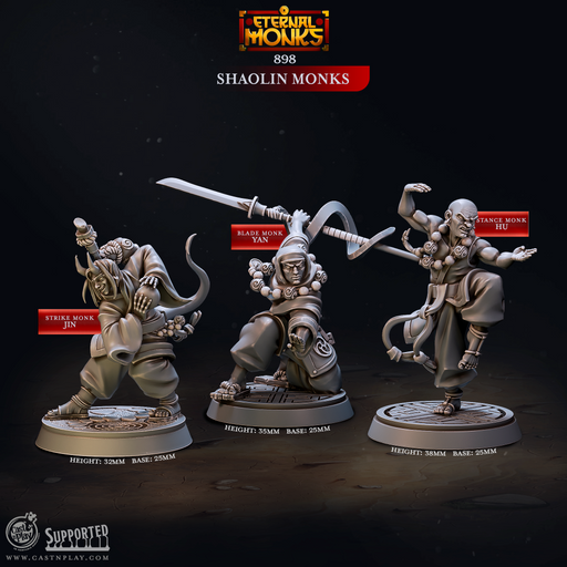 Shaolin Monks - Eternal Monks - CastNPlay - Terrain Wargaming D&D DnD 28mm 32mm 40mm 54mm - Only-Games