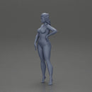 Naked Confident Woman posing with long hair - Only-Games