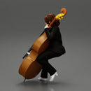 Beautiful young woman musician sitting on a vintage double bass - Only-Games