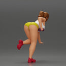 Fitness girl in the gym training with a single-arm dumbbell row - Only-Games