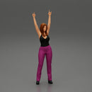 Young girl raised up two hands with sign of the horns - Only-Games