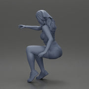 girl sitting in shorts and a scarf hair wants to grab something - Only-Games