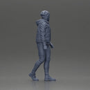 Bearded Man in Winter Outfit Walking with Casual Confidence - Only-Games